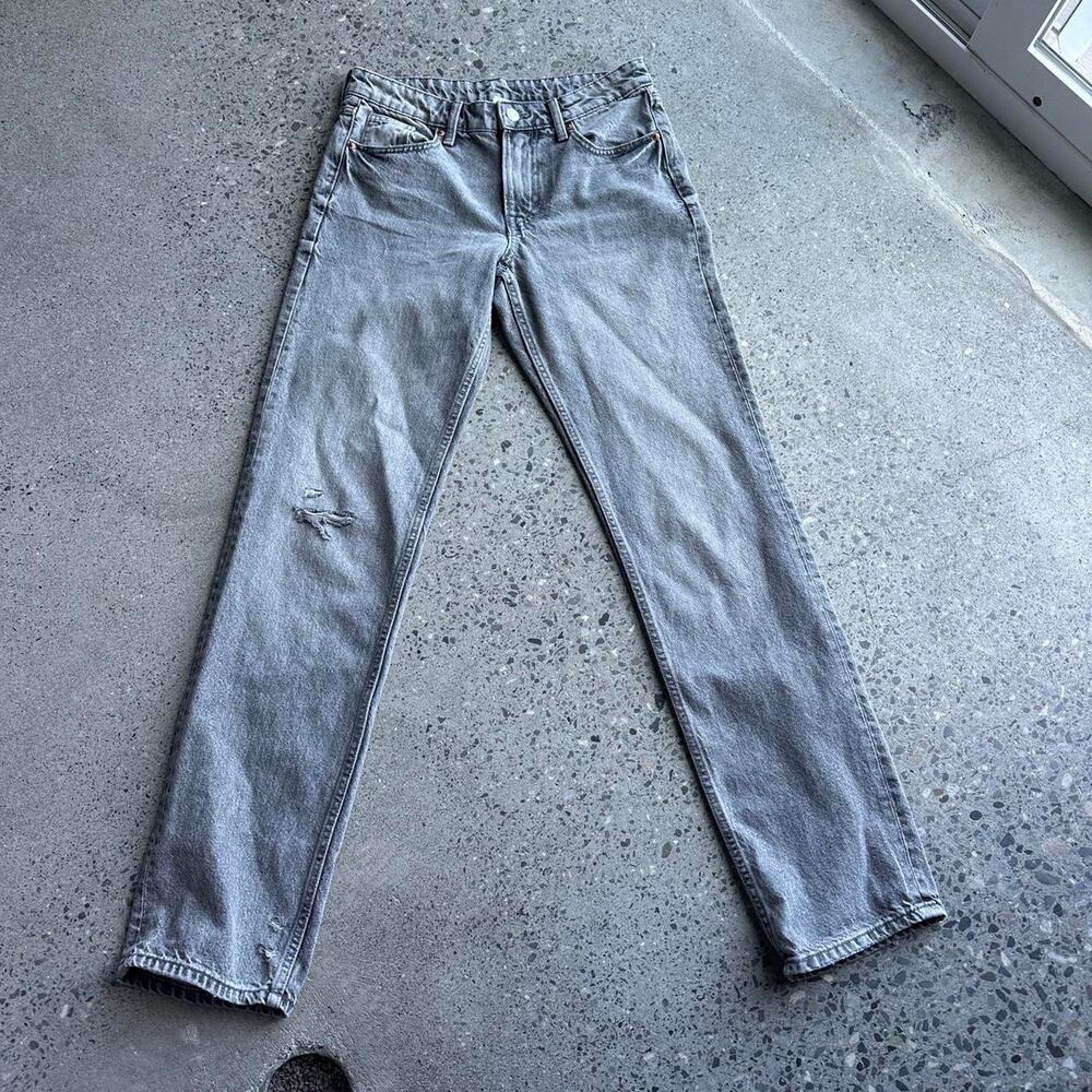 &Denim Women’s 4 Jeans Grey Mid Rise Straight Leg Regular Fit relaxed jeans H&m